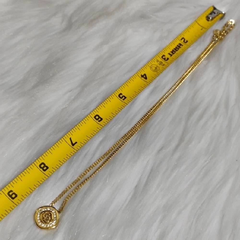 SALE! Authentic Dior CD Plated Gold W Crystal Details Pendant Necklace - Picture 14 of 15